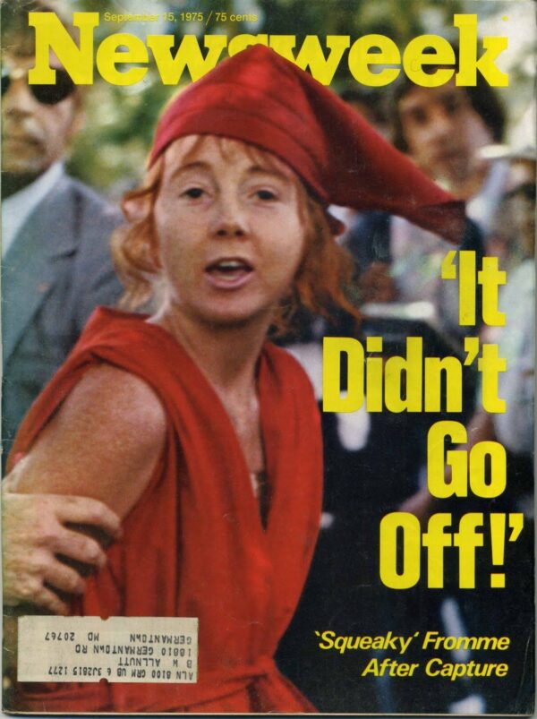 Newsweek cover featuring an image of Lynette Fromme being apprehended