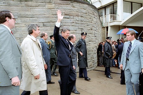 Reagan and his team, moments before the attempt on his life