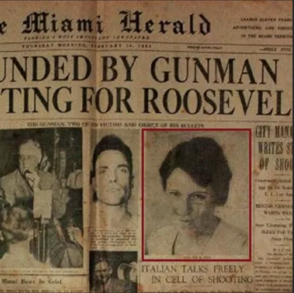 Front page of the Miami Herald after the attempt. Lillian Cross’s photo is outlined.