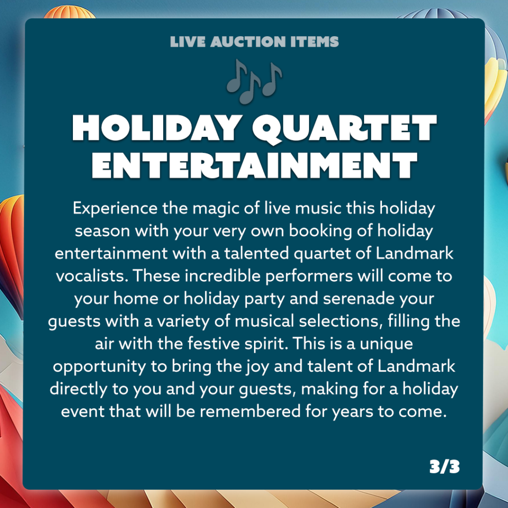 Auction item - Holiday Quartet Entertainment